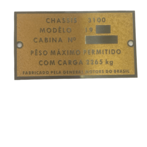 Plaqueta de Identificação Cabine Chevrolet Brasil 3100 1958 à 1962 Nova