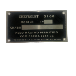 Plaqueta Chassi de Identificação Chevrolet Brasil 3100 58 à 63