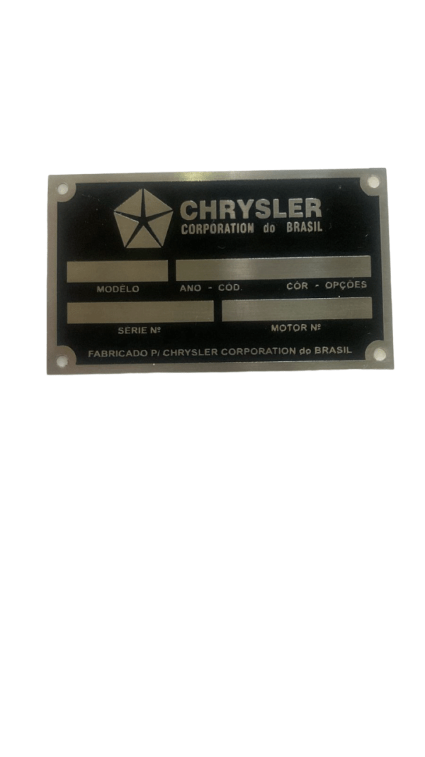 Plaqueta Identificação Chrysler Dodge Charger, Dart, Polara