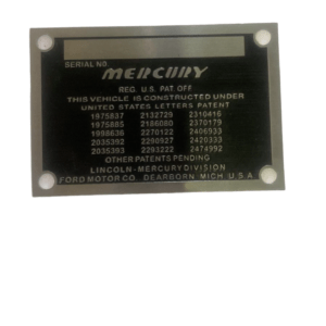 Plaqueta de Identificação Mercury Década de 40 e 50 Nova
