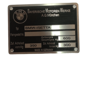 Plaqueta Tarjeta Identificação Bmw Romi Isetta 1959 A 1961