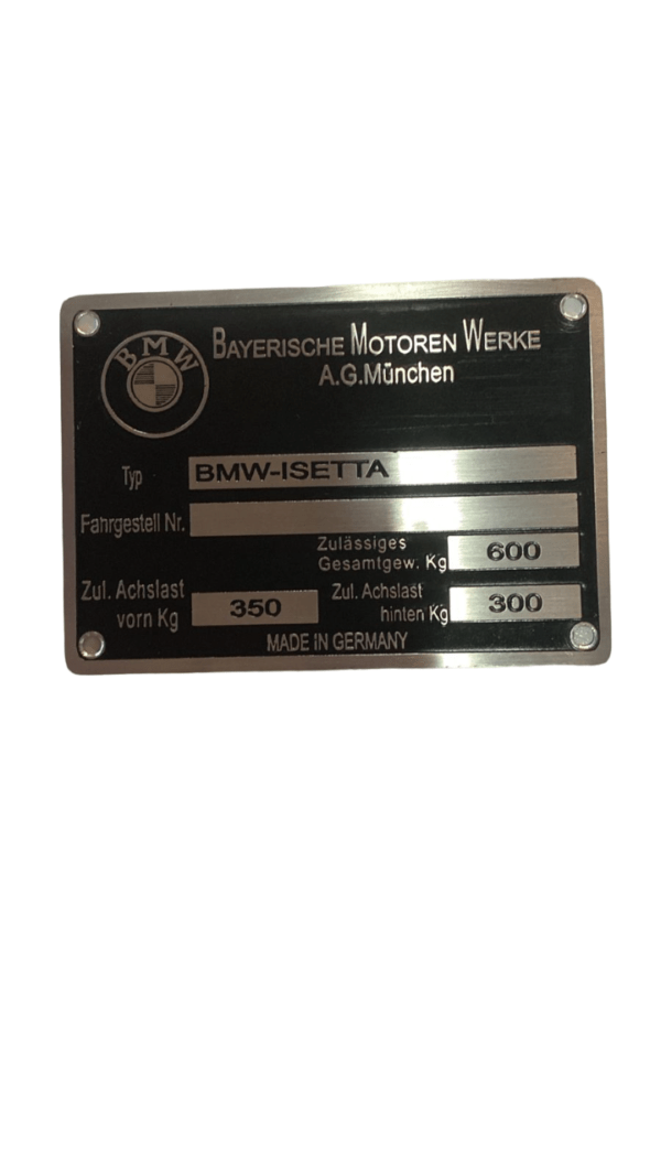 Plaqueta Tarjeta Identificação Bmw Romi Isetta 1959 A 1961